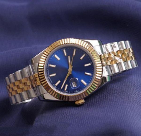 

2020 luxury mens watch sports automatic mechanical two tone gold dial designer wristwatch reloj fashion dress casual watches simple, Slivery;brown