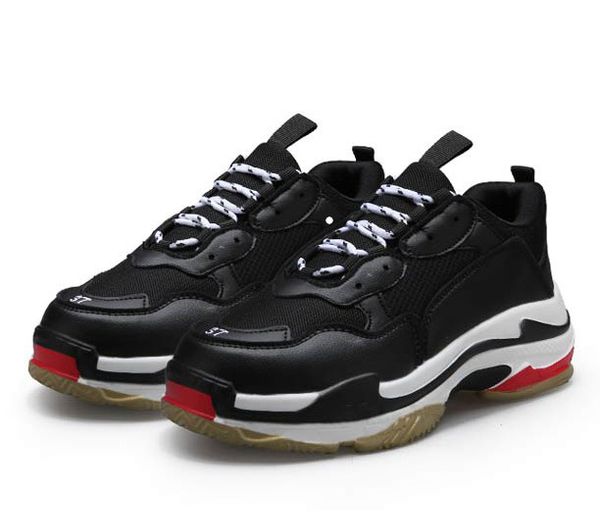 

2019 fw retro triple s sneaker mens fashion vintage kanye west old grandpa trainers designer mens womens casual shoes size 36-45, Black