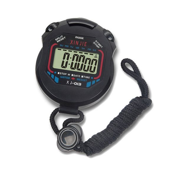 

new professional digital handheld lcd timer chronograph sports counter satch with strap mv66, Slivery;brown