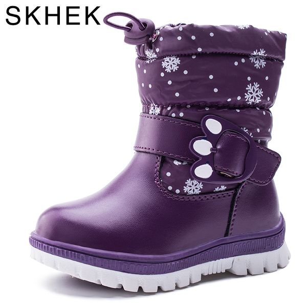 

skhek winter children ankle plush boots for girls flat with rubber snow boots boys waterproof non-slip shoes 1612 y18110304, Black;red
