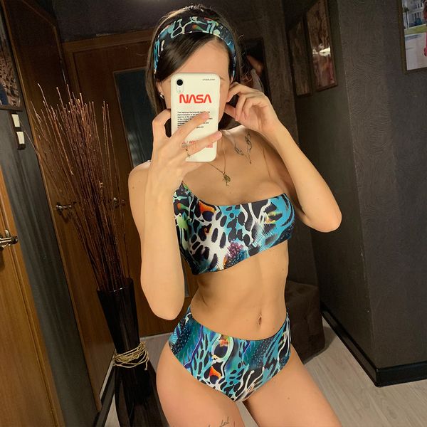 

sexy купальники для женщин одно плечо высокой талией бикини 2019 женщины женщины купальники две пьесы бикини printed купальщица купальный ко, White;black