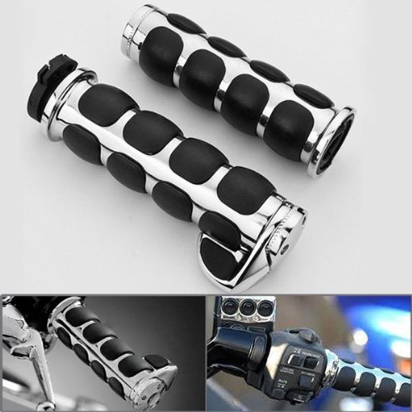 

for cruiser chopper bobber cafe racer touring bike motorcycle 7/8" handlebar custom chrome billet aluminum cap hand grips