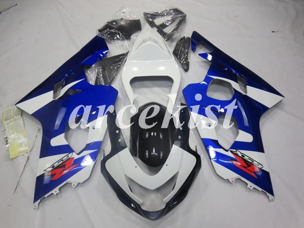 

4 подарки новый abs мотоцикл обтекатели комплект подходит для suzuki gsx-r600 gsx-r750 600 750 k4 2004 2005 04 05 пользовательские белый син