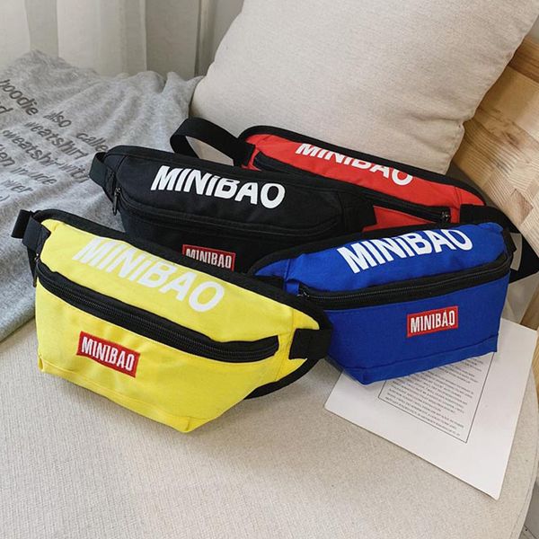 

new child waist bag for kids nylon chest bag girl belt bags letter zipper pack high capacity kidney banana bags crossbody bag