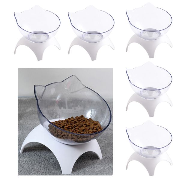 

5x round cat dog elevated water bowls raised feeder easy clean w/ stand