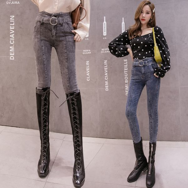 

2020 ash jeans women cultivate one's morality show thin fall nine points feet pants of tall waist pencil pants xuan trousers, Blue