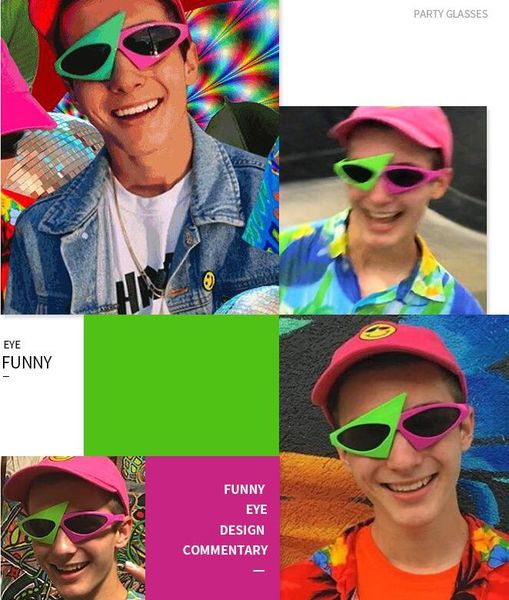 

roy purdy party glasses hip hop pink green sunglasses music festival triangle glasses funny hip hop party funny two-tone glasses free