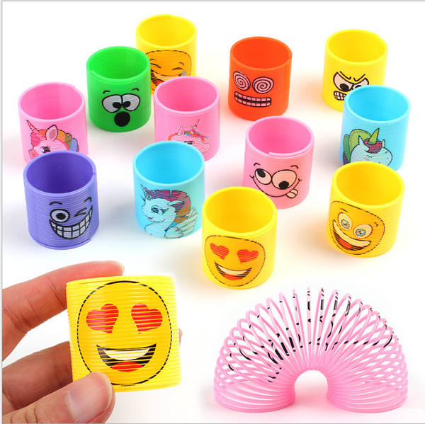

3pcs/set mini rainbow magic springs toys happy face unicorn kids birthday party favors classroom prizes goodie bag party gifts#dxlh, Red;brown