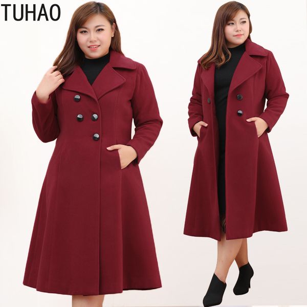 

tuhao auumn winter thick woman coats winter wool long coat 2019 elegant offic ladies coats plus size 10xl 9xl 8xl coat wm14, Black