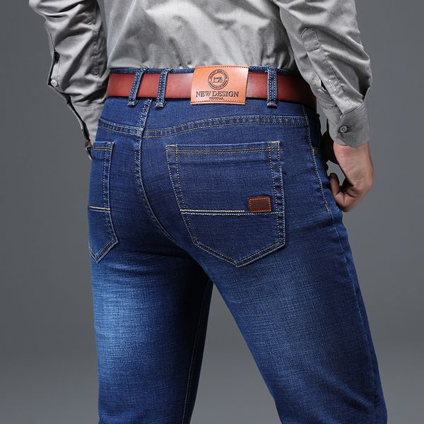 

мужские джинсы мужские мужские жан homme denim тонкий fit брюки брюки прямые голубой черный байкер причинная дизайн плюс размер высокое каче, Blue