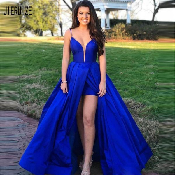 

jieruize new sexy вечерние платья спагетти ремень backless королевский синий вечерние платья высокого щелевая пром vestidos де фиеста, White;black