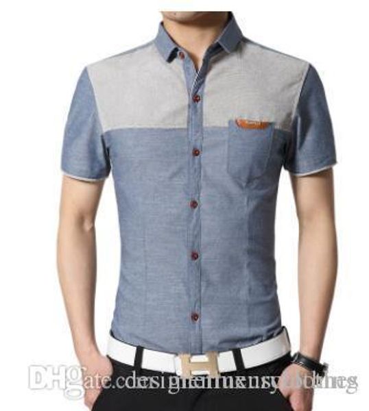 

лето джинсовый синий повседневный мода мужчины мужчины одежда топы коротким рукавом однобортный рубашки, White;black