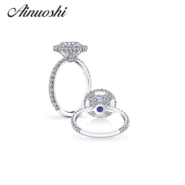 

ainoushi 2017 потрясающие настройки зубец 4ct кольцо сердца стрелки cut сона halo обручальное кольцо для женщин свадебное y200106, Slivery;golden