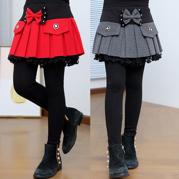 

леггинсы для девочек дети девушки штаны юбка ложный двухкусочный плюс бархатные толстые теплый износа outside штаны 100-160 высокого качеств, Blue