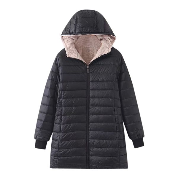 

winter bubble coats women thick long cotton-padded parkas vintage warm winter jacket women coats and jackets hooded overcoat, Black