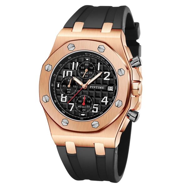 

Мужские часы Chronograph Top Sport золотые часы Водонепроницаемые резиновые Мужской наруч