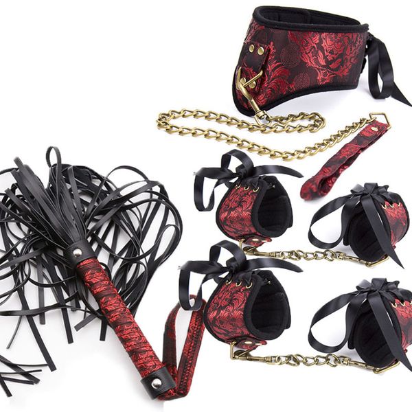 

bondage 5pcs/set cuff slave couples games toys hand toys ankle fatansy whip cuffs chain frisky erotic brass for kit t200518 eupio