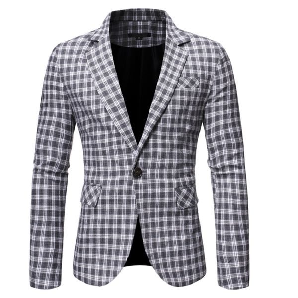 

new men's casual plaid one button suit, White;black