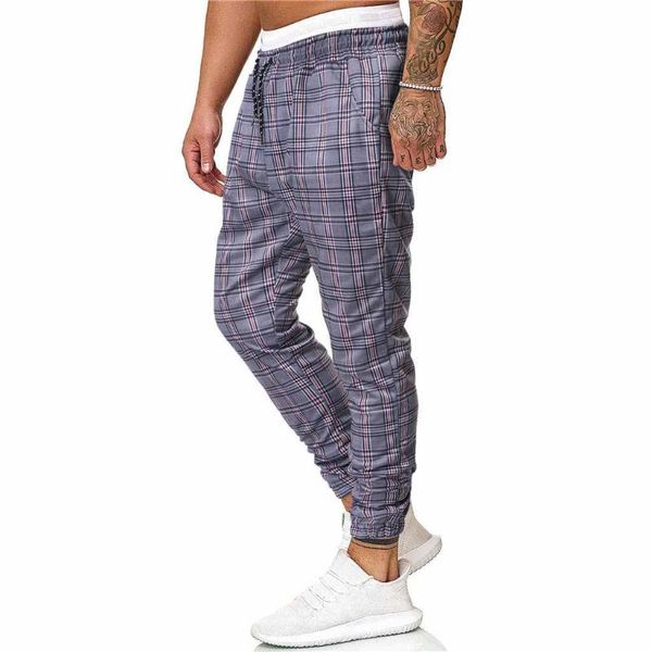 

man pants men's long casual sport pants slim fit plaid trousers running joggers sweatpants men's brand men, Black