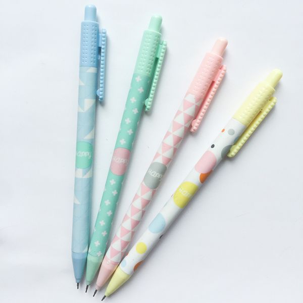 

2 pcs/lot fresh simple press mechanical pencil cute plastic drawing writing automatic pen school office supplies escolar, Blue;orange