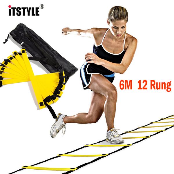 

itstyle 6m 12 rung football training ladder 2mm/3mm/4mm agile staircase fitness feet training speed energy rope ladder