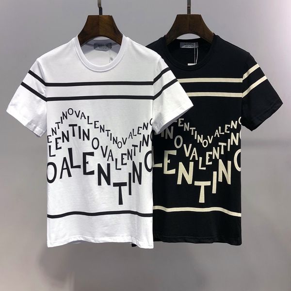 

valentino мужская футболка размер черные буквы высокое качество печати лето джокер повседневная половина sleeveooat, White;black