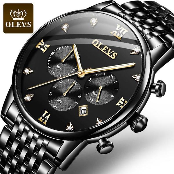 

chronograph wristwatches male waterproof sport quartz watch full steel fashion men watches date relogio masculino, Slivery;brown