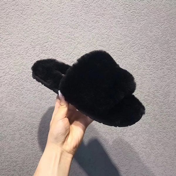 

2020 women men youth furry slippers australia fluff yeah slide designercasual shoes boots fashion luxury designer women sandals slides, Black