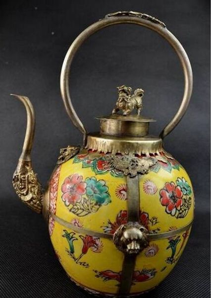 2020 Design Silver Unique Design Handwork Yellow Porcelain Pot