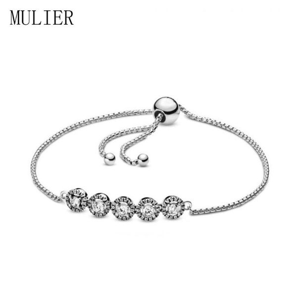 

mulier 2019 [новое] 100% 925 серебряный браслет раздвижная rope женщин подарка ювелирных изделий способа 598510c01 бесплатная доставка, Black