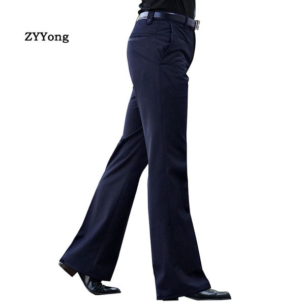 

new flared boot cut trousers men's business casual slim office meeting elegant black suit pants large size 37 flat, White;black