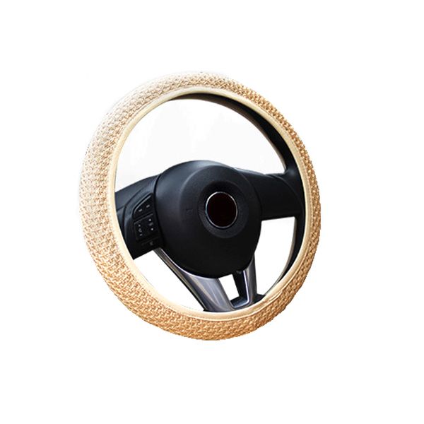 

car auto 36/38cm universal leather elastic handmade skidproof steering wheel cover
