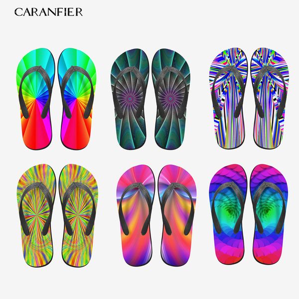 

caranfier ladies fashion new flat slippers printing pattern four seasons universal beach breathable anti-skid flip flops, Black
