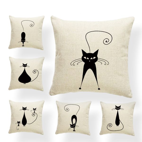 

простая и персонализированной наволочка black cat art мультфильм подушка главной гостиное полиэфирный белье малый украшение подушка обложка