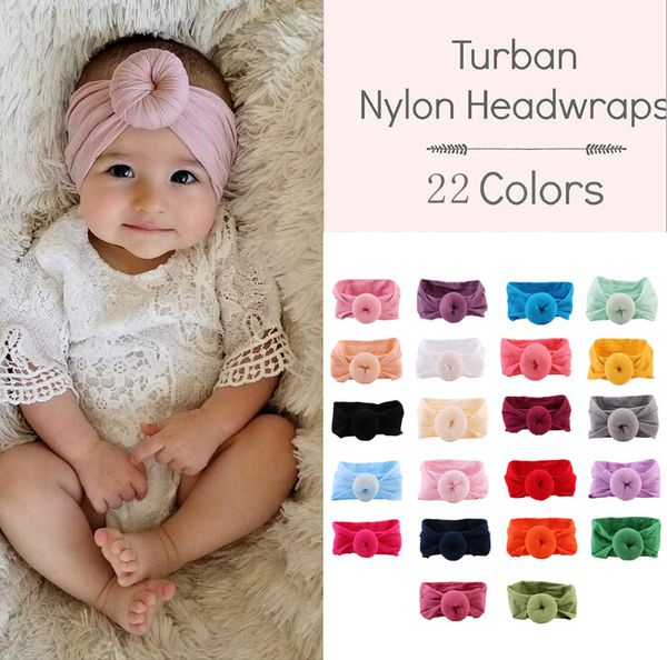 Girl Turban Nylon Headband Baby Girls Solid Headwraps With Ball Soft Summer Hair Accessories Cute Girl Hair Accessories Bows Hair Accessories From