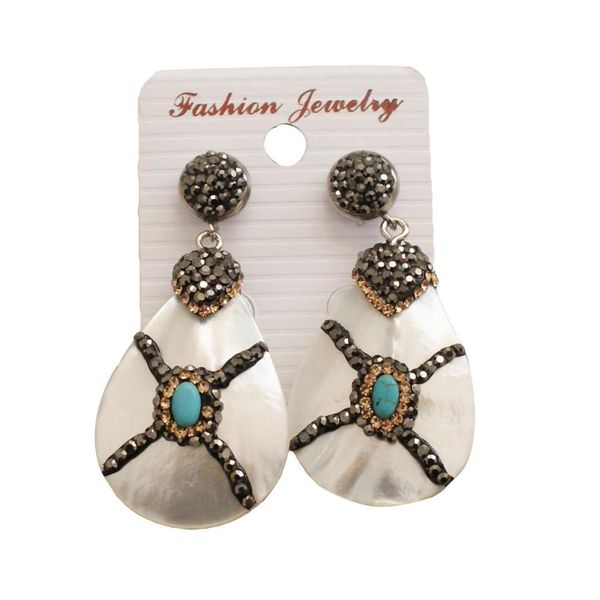 

water drop dangle shell pearl earrings cz crystal women's jewelry vintage earrings for women bijoux femme 2019 fashion earring, Silver