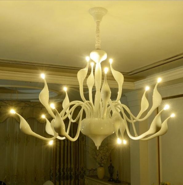 6 9 12 15 18 24 Heads Art Deco European Candle Metal Led Swan Chandeliers Ceiling Bedroom Living Room Modern Decoration G4 Lighting Pendant Lights