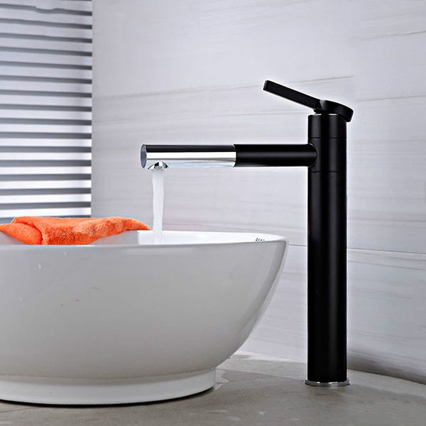 

Matte Black+Chrome Quality Brass Washbasin Faucet Double Position Rotatable Tall & Short Style Bathroom Faucet Mixer Water Tap