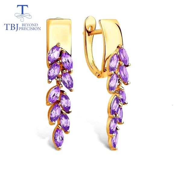 

tbj,2019 new fashion natual gemstone clasp earring africa amethyst 925 sterling silver yellow gold fine jewelry for lady wife cj191203, Golden