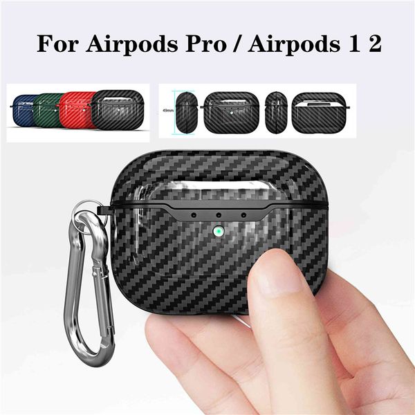 

carbon fiber earphone case for airpods pro case fashion cover for apple airpods pro 3 2 1 headphone earpods earbuds hook charging box