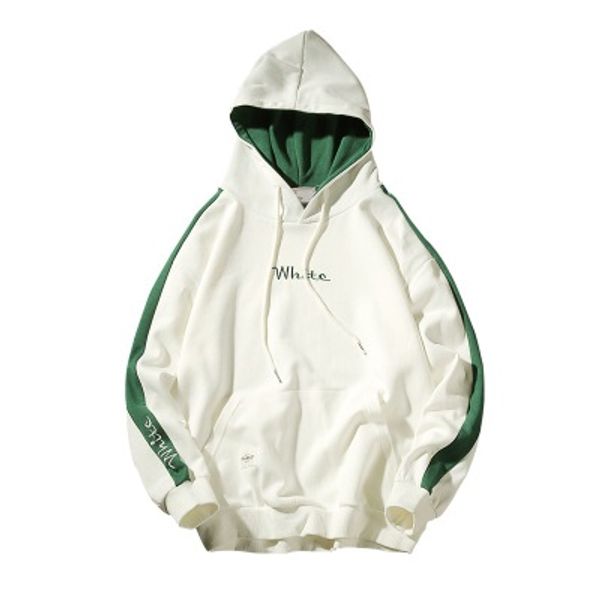 

side stripe men's sweatshirts comfortable embroidery hooded man hoodies streetwear white black orange green men's sweatshirts