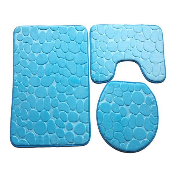 

3pcs soft home floor flannel bathroom mat set anti slip memory foam cover shower carpets durable liner bath rugs toilet lid