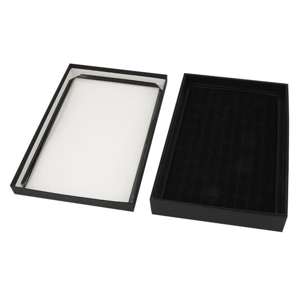 

popular new 100 slots soft velvet ring earrings display box jewelry tray storage case holder showcase organizer with lid