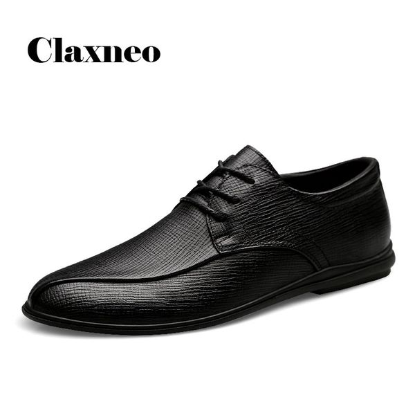 

man shoes genuine leather dress shoe 2020 autumn men's leather footwear derby oxfords design handmade claxneo new, Black