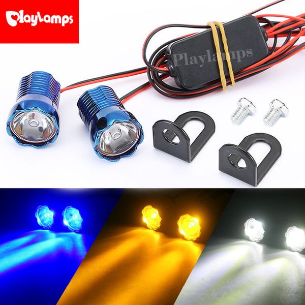

2 pcs universal motorcycle led strobe light flash warning brake lamp mirror rear view warning brake spotlights