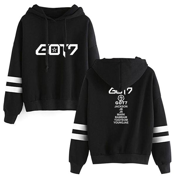 

2019 kpop got7 пиджаков got7 kpop горячие продажа hoodie вентиляторы i got7 женщины с длинным рукавом пуловер толстовки повседневная одежда, Black