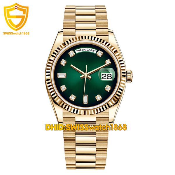 

9 color luxury women watches 128238 day date diamond miyota 8285 automatic mechanical designer watches gold steel case green wristwatches, Slivery;brown