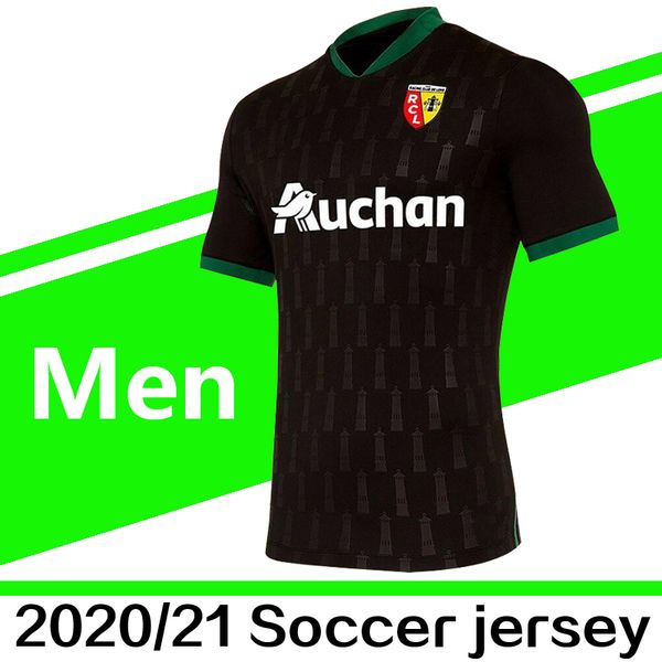 

2020 rc lens soccer jersey away rc lens men's soccer shirt sotoca s.banza robail jean football shirt soccer jersey, Black;blue