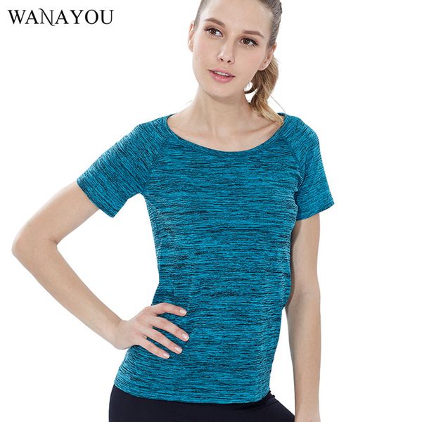 

wanayou women quick dry yoga professional short sleeve female exercises gym running t-shirts fitness sport t shirts, White;red