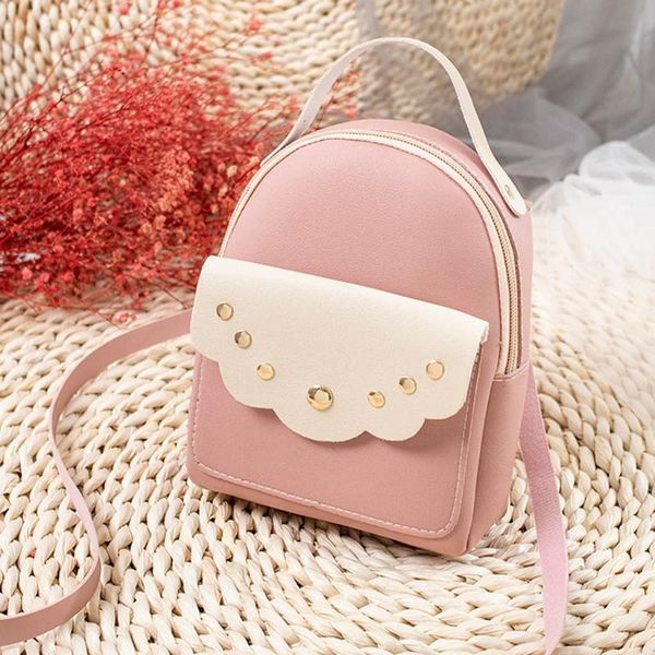 

women pink cute back pack lady shoulders small mochila letter purse for teenage girls female school mobile phone messenger bag